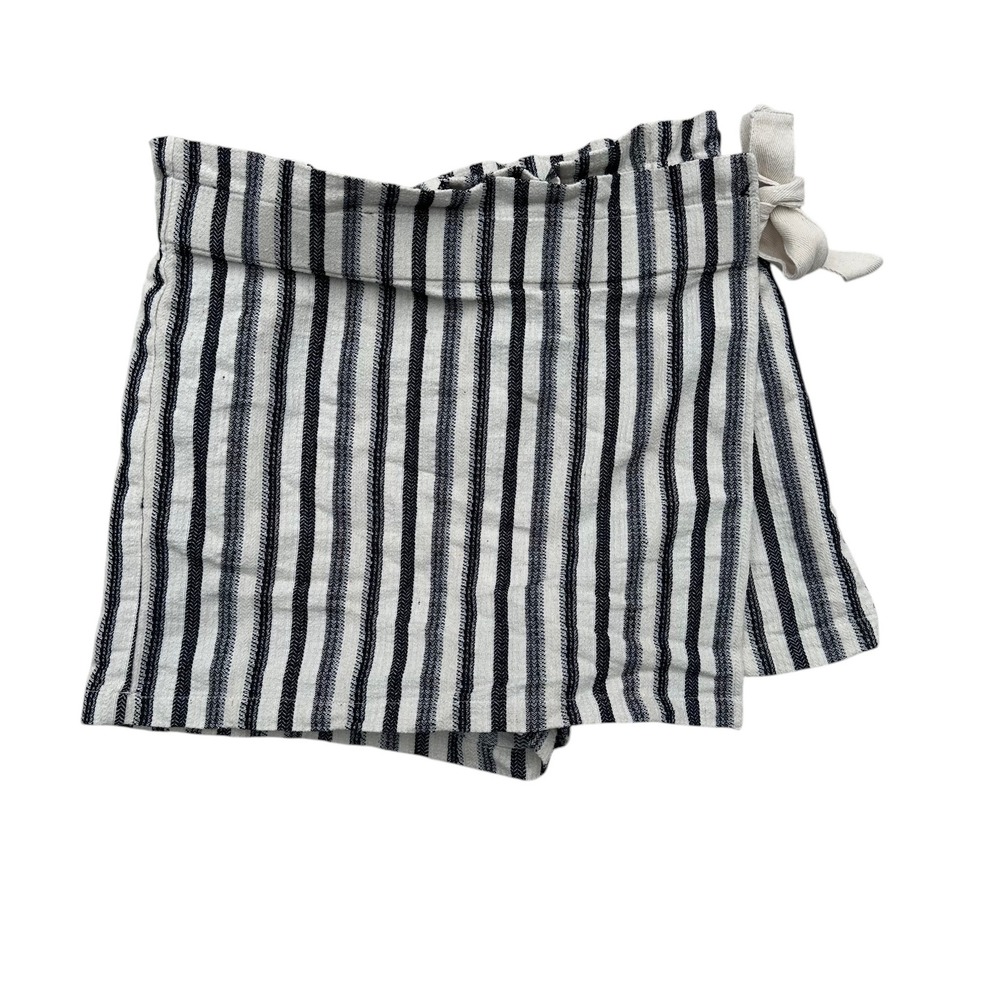 Urban Outfitters Womens Skort Medium Black White Striped Wrap Tie Shorts
